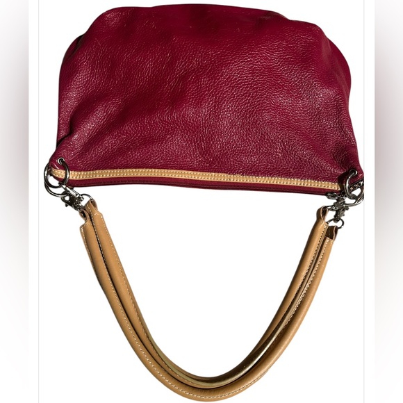 Maxx New York Burgundy Leather Double Handle Bag - Picture 2 of 6